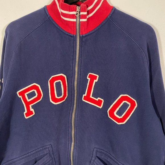 Polo Ralph Lauren 67' Felt Spellout full zip varsity jacket mens size medium - Picture 3 of 8